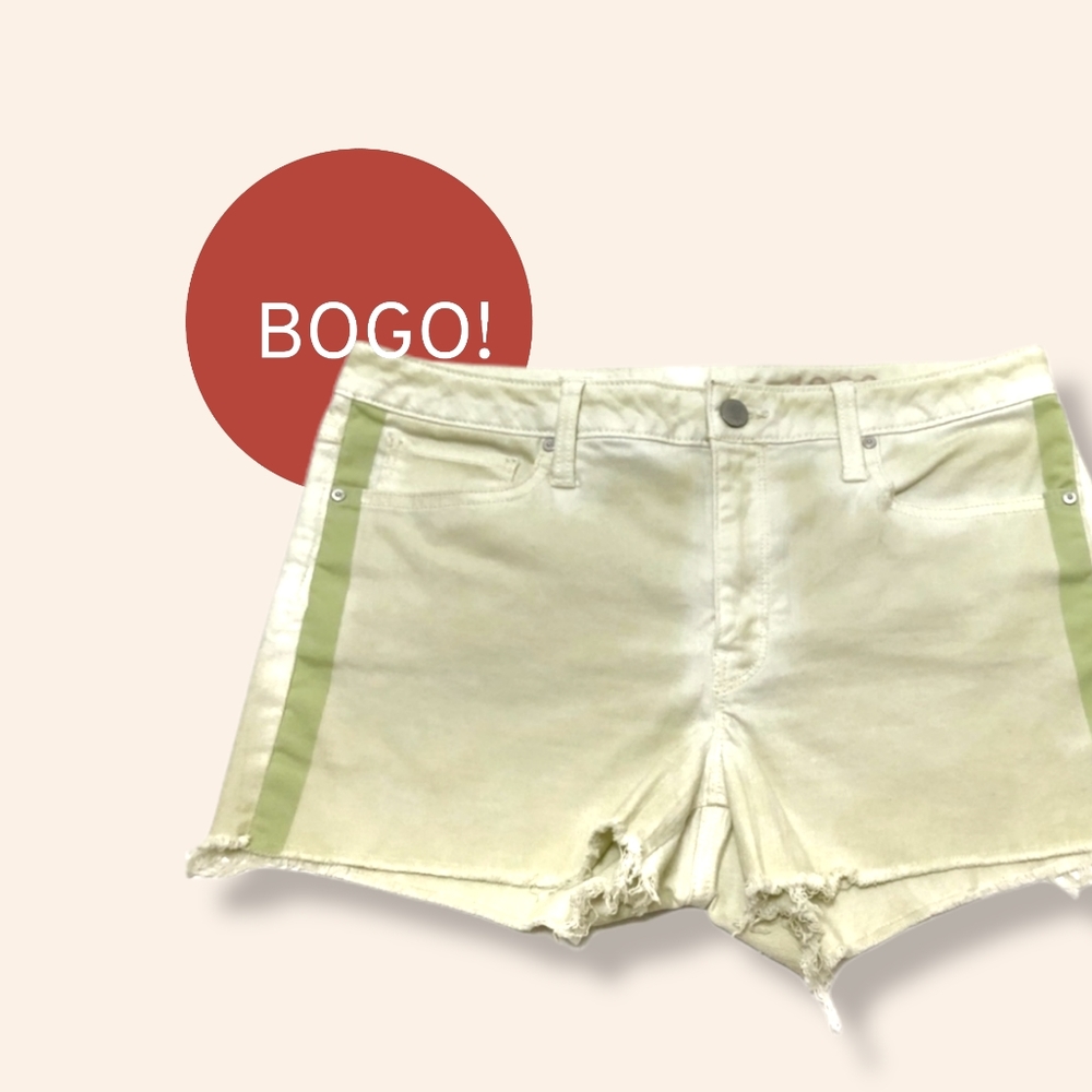 GAP Shorts 1969 Slim Cutoffs Denim Green Tuxedo Stripe Size 6